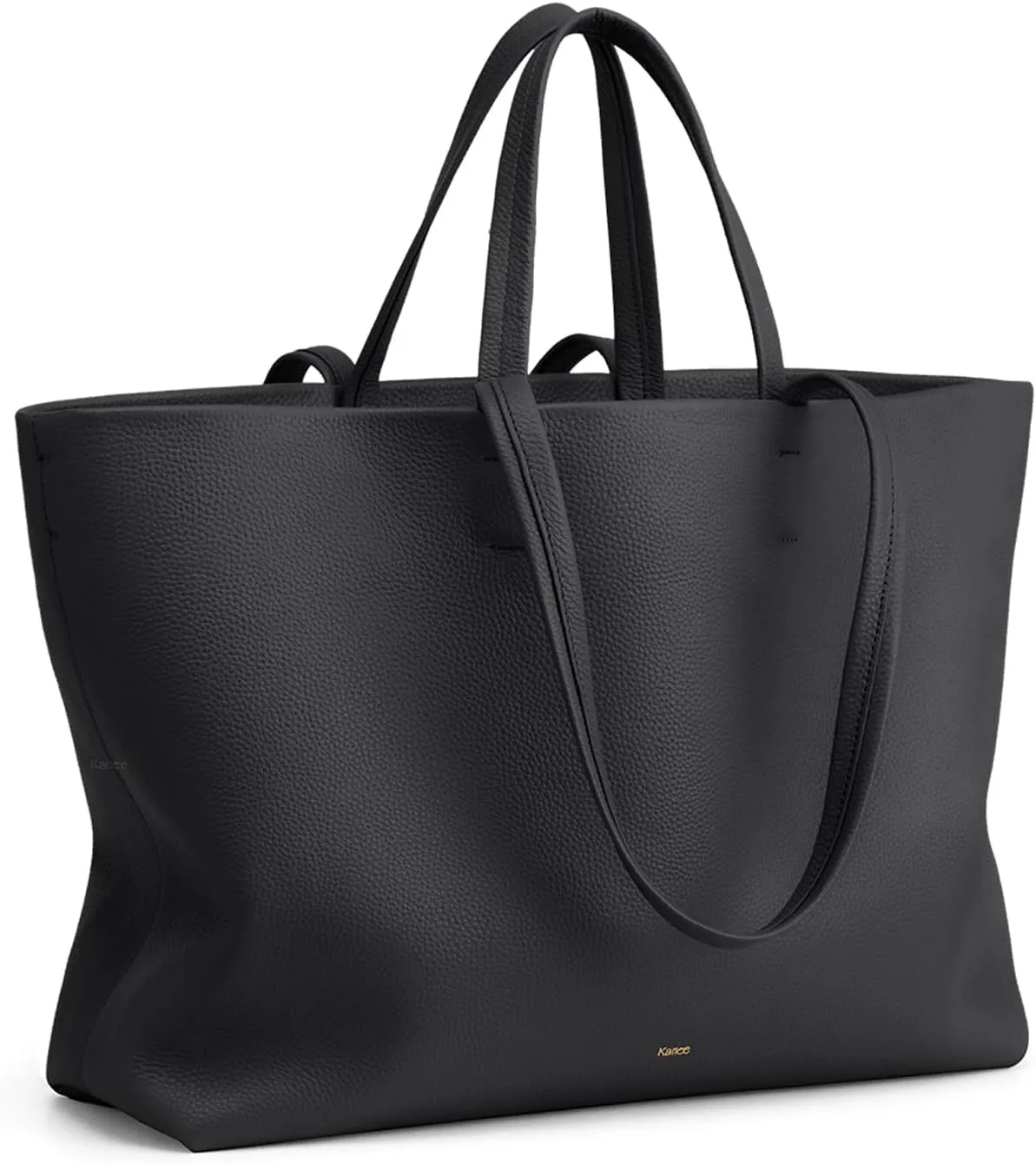 Kattee Leather Tote Bags for Women Soft Shoulder Purses Handbags Travel Work Bags Top Grain Leather Black