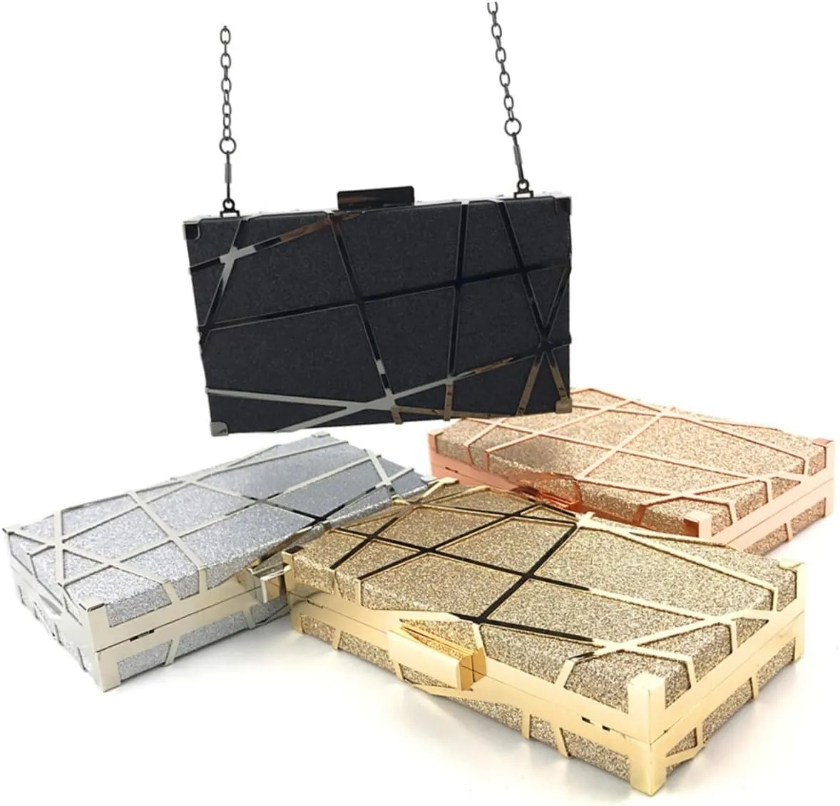 KESYOO Clutches for Women Evening Handbag Clutch Purse Chain Bag Dinner Bag Metal Miss Chain Bag Fashion Clutch