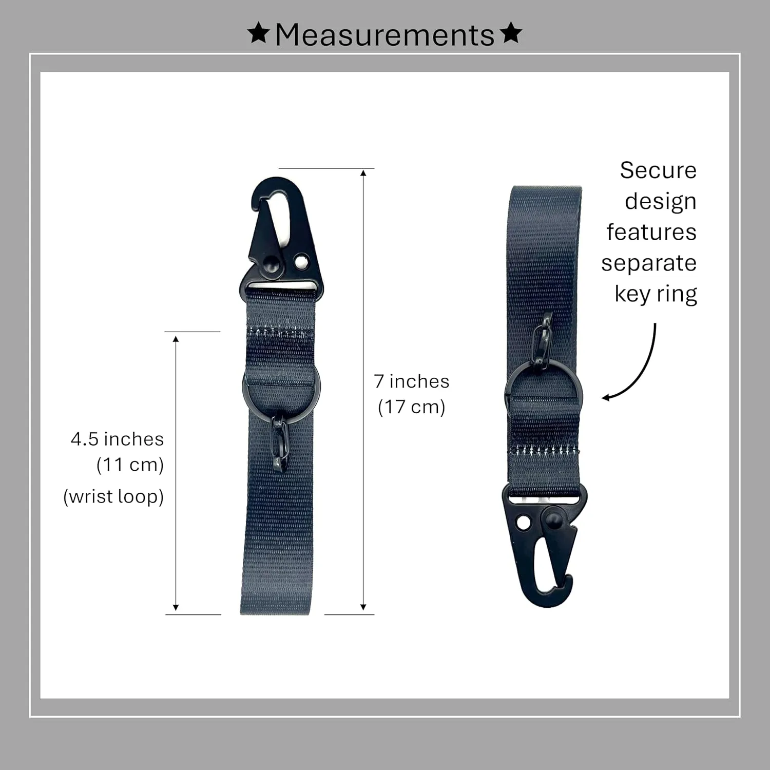 Keychain Wristlet Lanyard Strap Carabiner with Secure Key Ring, Set of 2