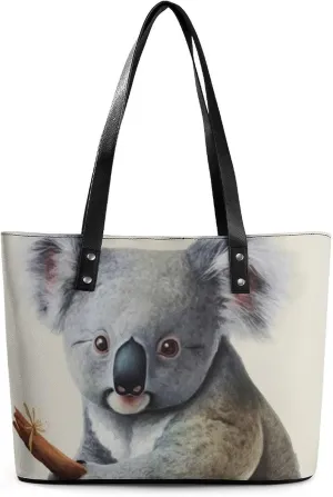 Koala And Butterfly Bag Purse Handbag for Women Top Handle Satchel Shoulder with Zipper Tote Bags Large