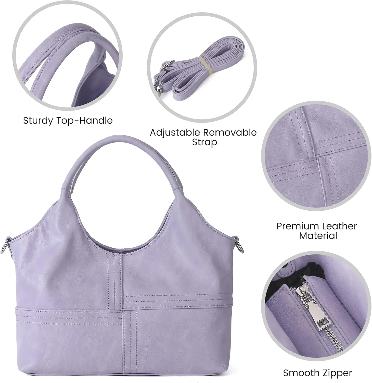 KOGTLA Vegan Leather Purses for Women with Detachable Satchel Strap, Ladies Handbags, Tote Hobo Bags with Top Handle