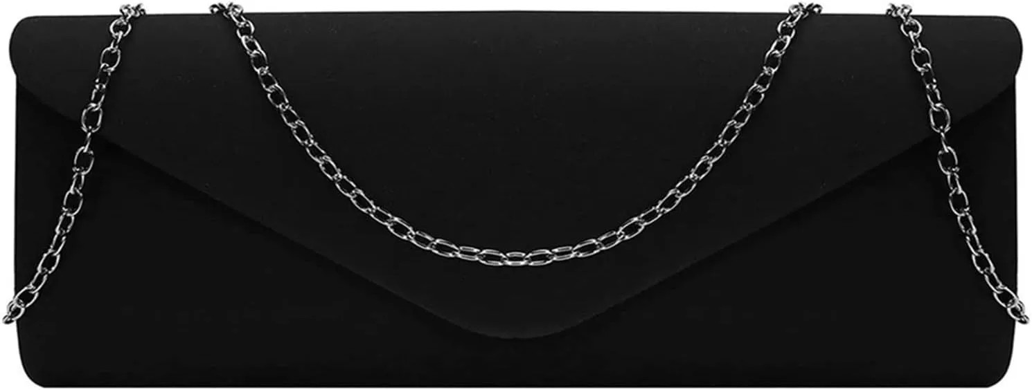 Ladies Girls Evening Clutch Bags, men Velvet Envelope Evening Bag Elegant Handbag Classic Clutch Purse wallet(Black)