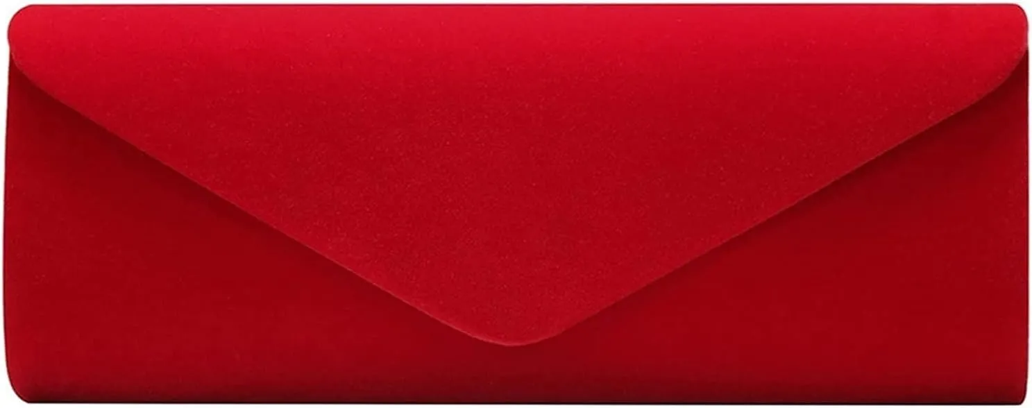 Ladies Girls Evening Clutch Bags, men Velvet Envelope Evening Bag Elegant Handbag Classic Clutch Purse(Red)