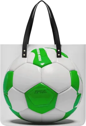 Ladies Soft Leather Wallet Leather Printed Handbags for Women Football White Green Printed Satchel Tote Fashion Shoulder Bag Purses