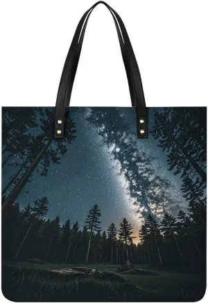 Ladies Soft Leather Wallet Leather Printed Handbags for Women Looking Up at The Stars Printed Satchel Tote Fashion Shoulder Bag Purses