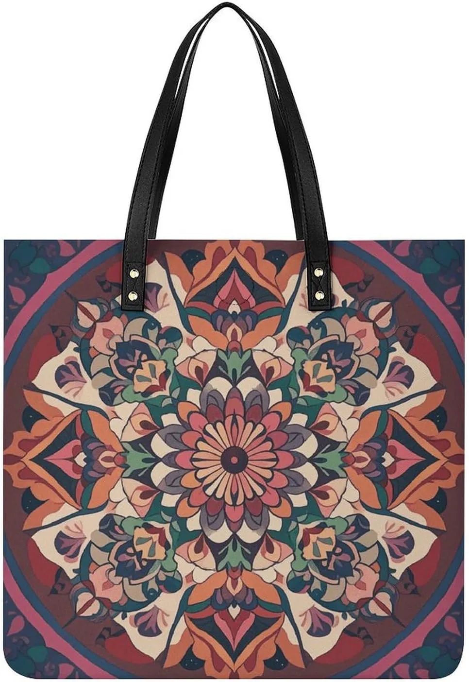 Ladies Soft Leather Wallet Leather Printed Handbags for Women Vintage Mandala Printed Satchel Tote Fashion Shoulder Bag Purses