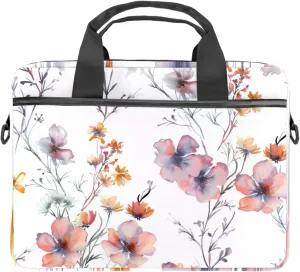 Laptop Bag Messenger Sleeve Watercolor Delicate Flowers Pattern Portable Tote Laptop Case Work Business Bag