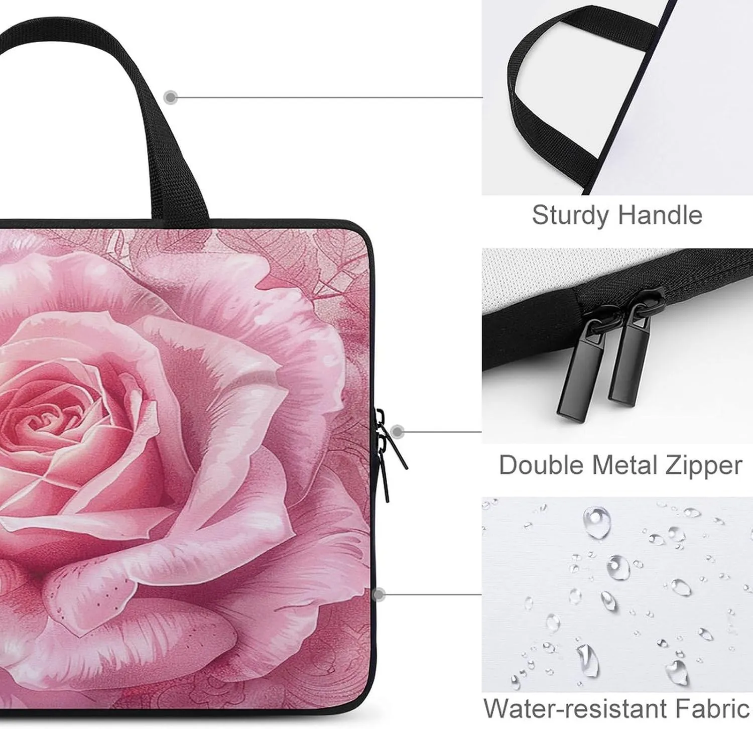 Laptop Bag Ultrathin Delicate Peach Butterfly Printing Laptop Carrying Case Portability Messenger Bags For Work Travel