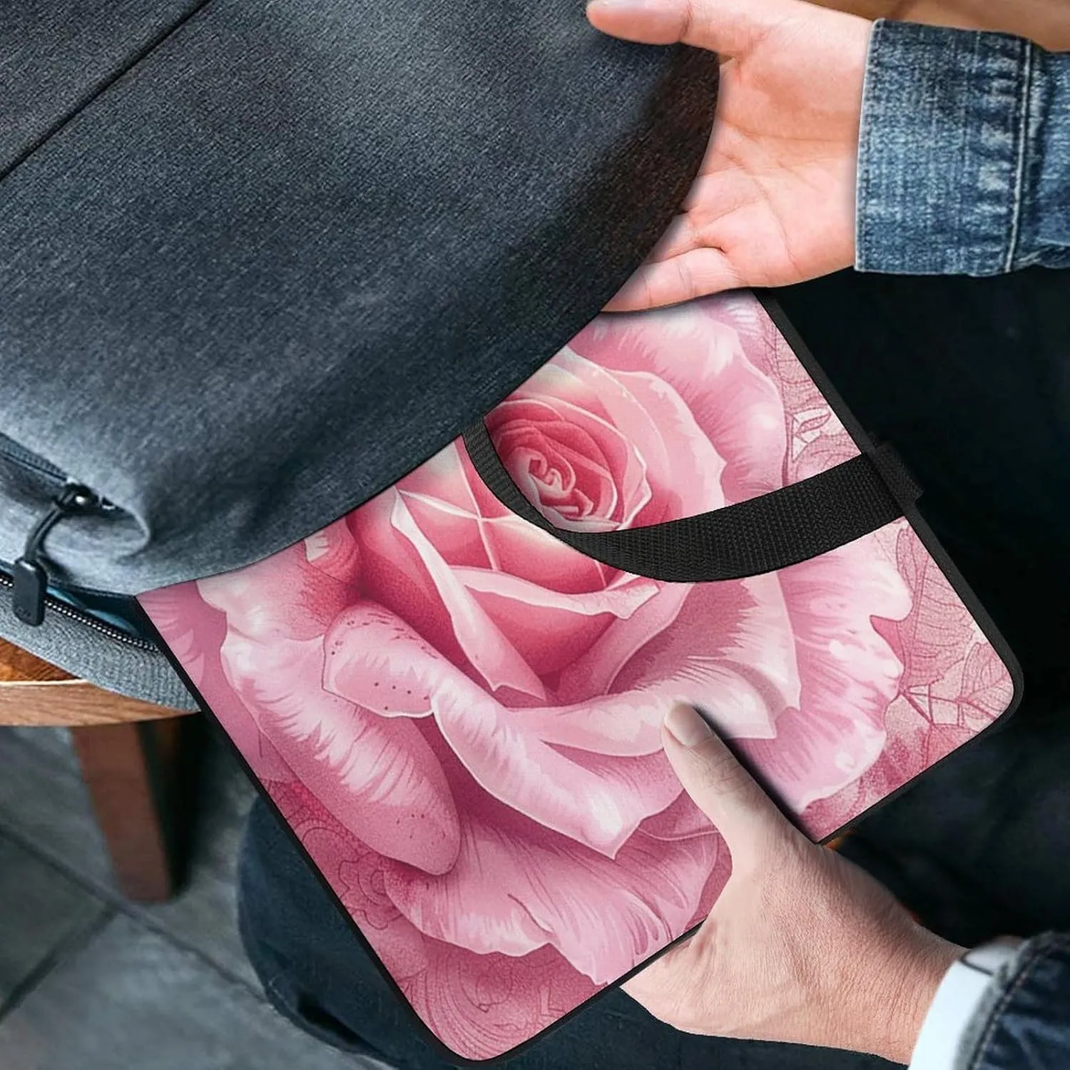 Laptop Bag Ultrathin Delicate Peach Butterfly Printing Laptop Carrying Case Portability Messenger Bags For Work Travel