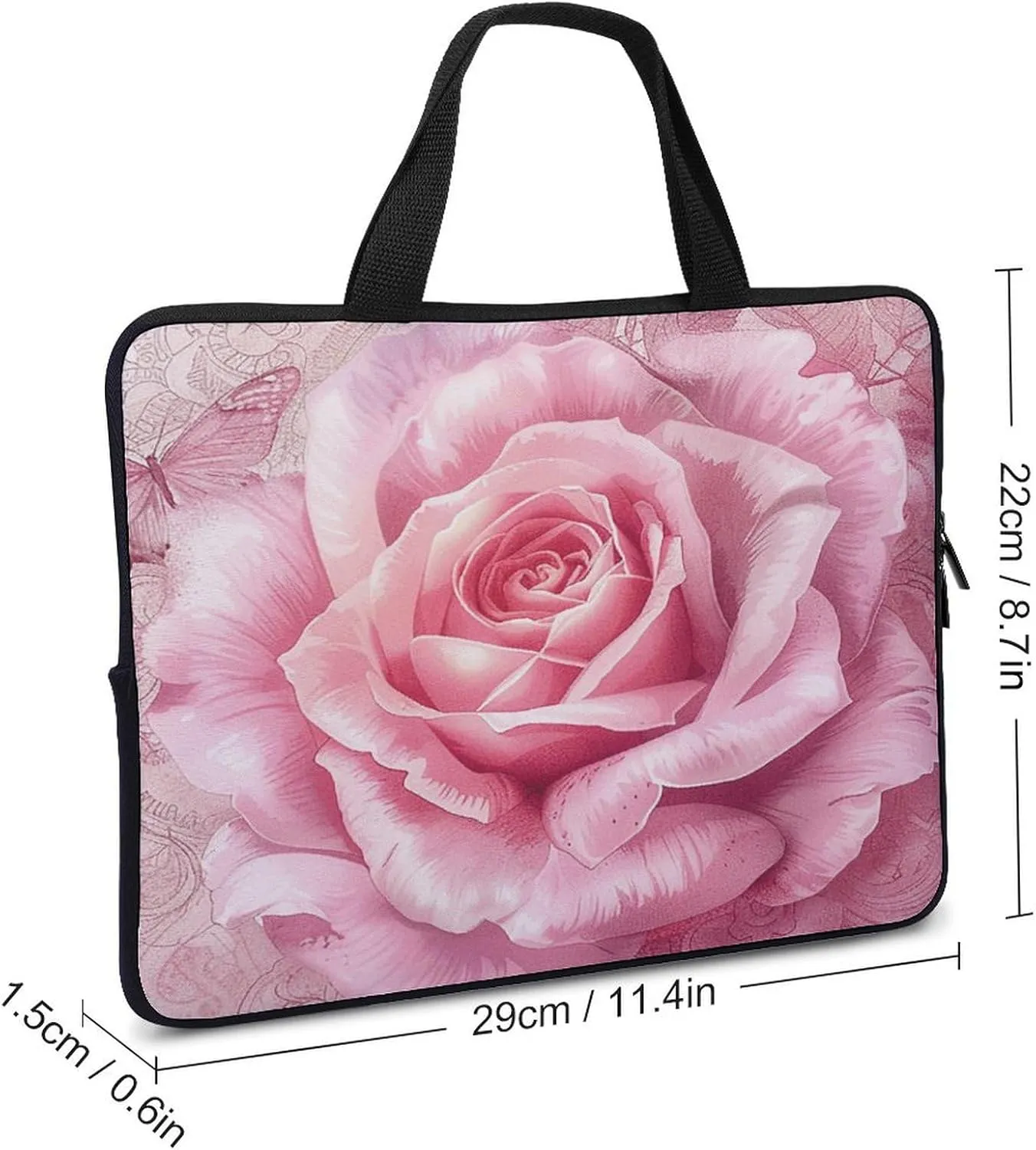 Laptop Bag Ultrathin Delicate Peach Butterfly Printing Laptop Carrying Case Portability Messenger Bags For Work Travel