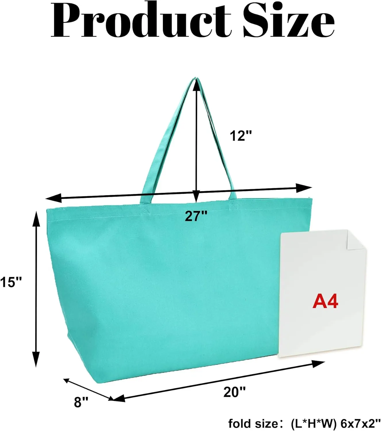 Large Canvas Tote Bag - Reusable Grocery Bag Foldable Heavy Duty Shopping Bag for DIY Art Crafts Painting Embroidery