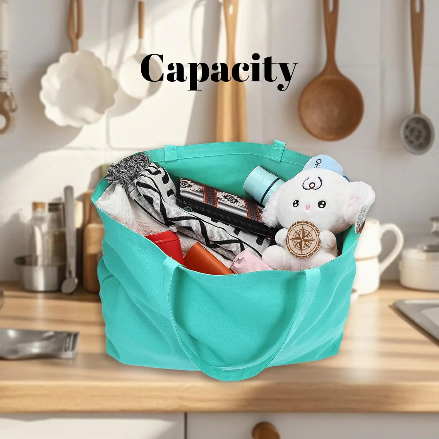 Large Canvas Tote Bag - Reusable Grocery Bag Foldable Heavy Duty Shopping Bag for DIY Art Crafts Painting Embroidery