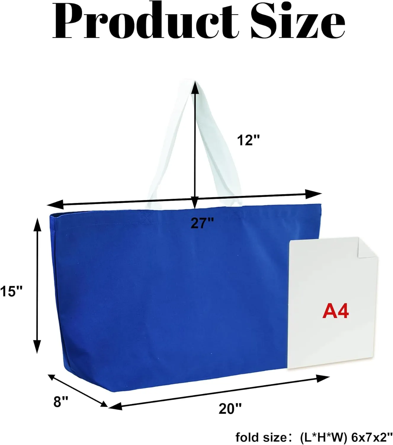 Large Canvas Tote Bag - Reusable Grocery Bag Foldable Heavy Duty Shopping Bag for DIY Art Crafts Painting Embroidery