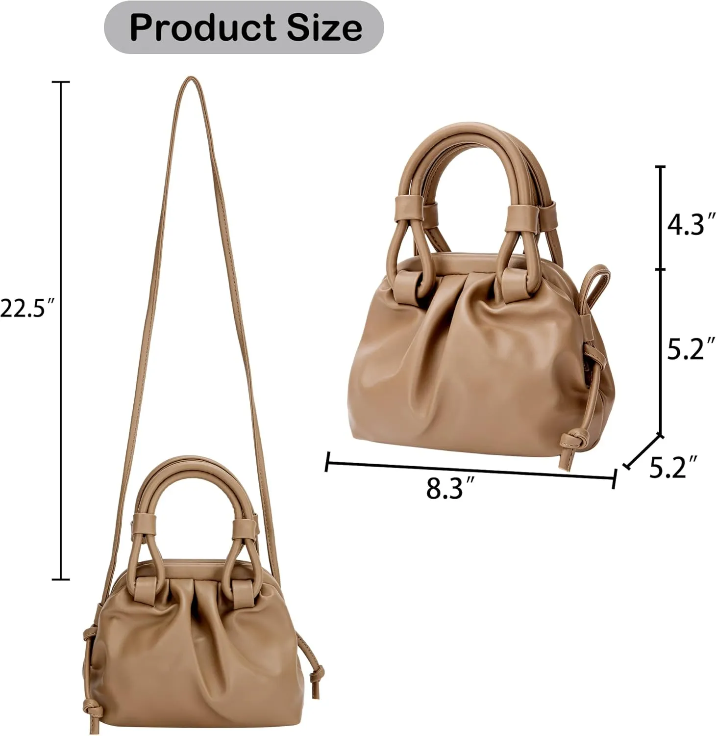 Large Cloud Pouch Dumpling Shoulder Handbags for Women Soft PU Leather Crossbody Cute Ladies Tote Bags Hobo Bags
