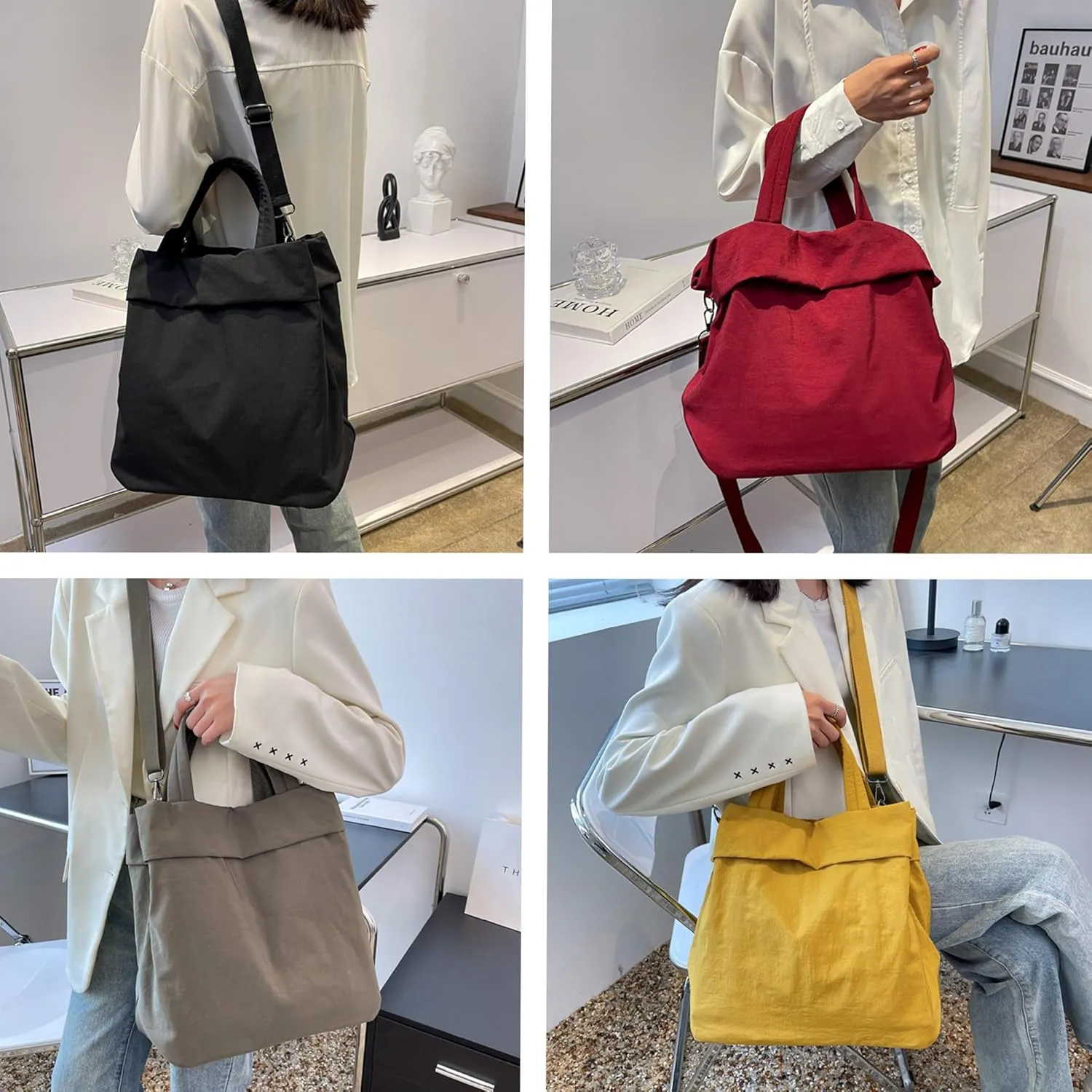 Large Nylon Crossbody Hobo Bags for Women Travel Tote Bags Trendy Shopping Bag Simple Shoulder Bags