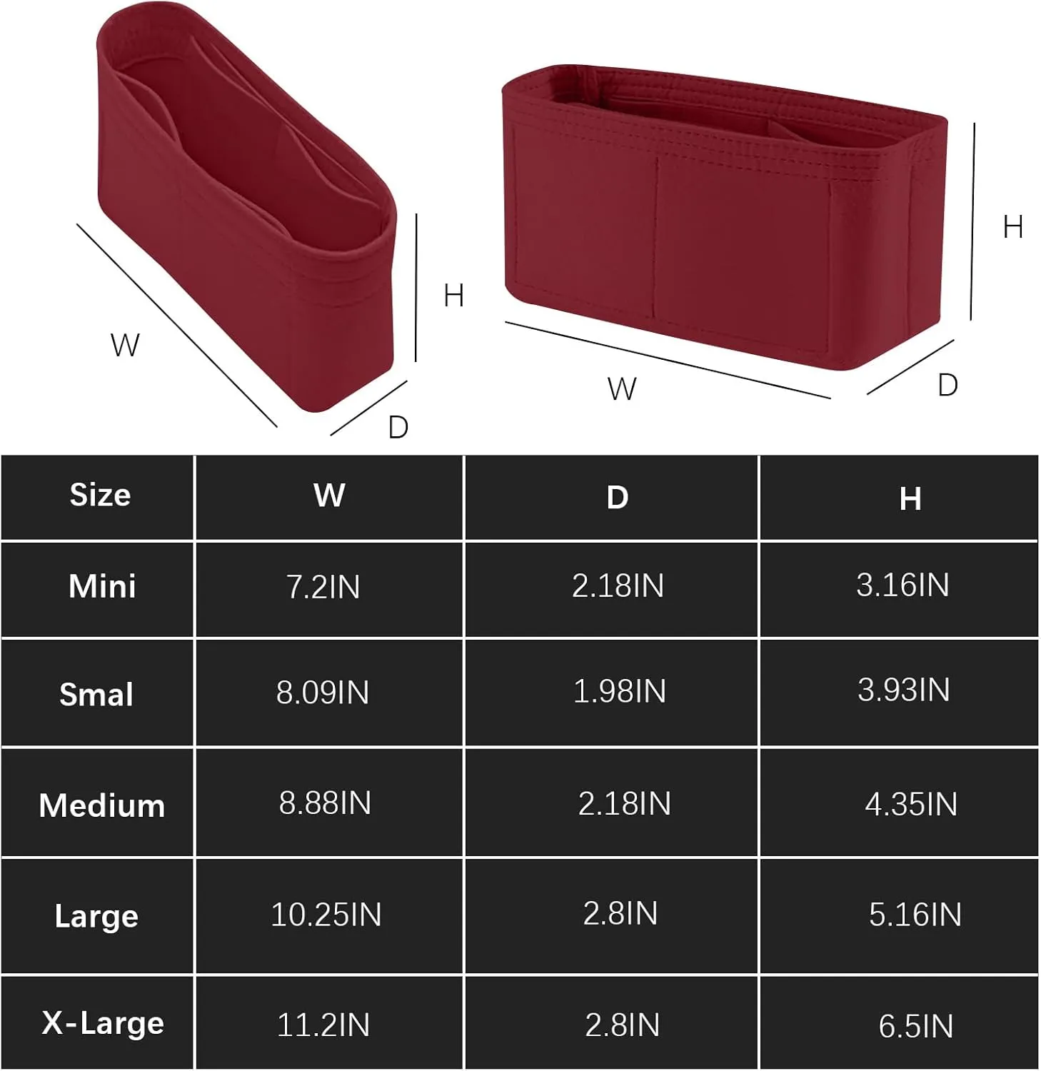 Lckaey Bag Organizer for bag Classic Flap cf jumbo bag Purse Insert - Handbag Felt Insert Y069claret-M