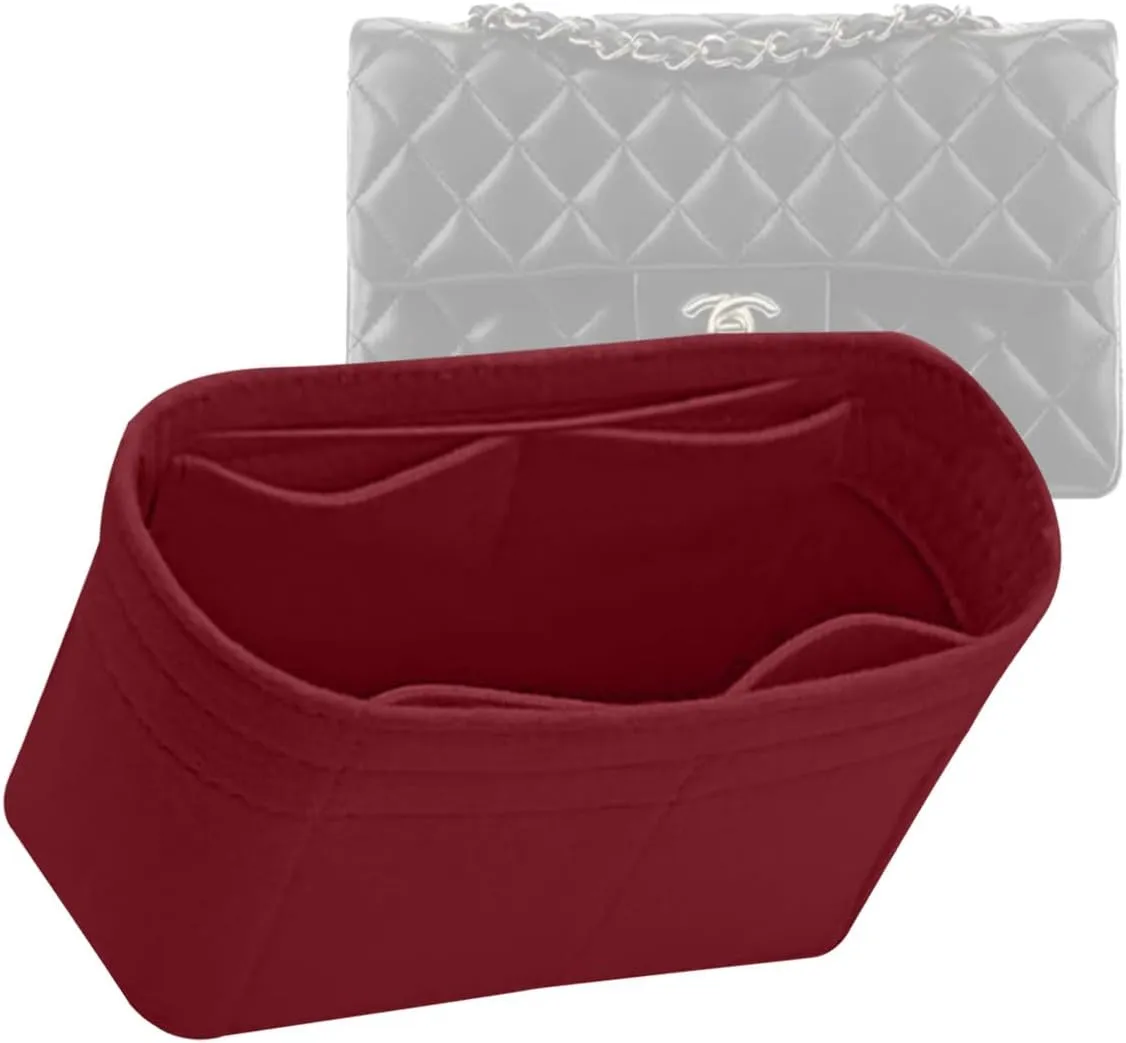 Lckaey Bag Organizer for bag Classic Flap cf jumbo bag Purse Insert - Handbag Felt Insert Y069claret-M