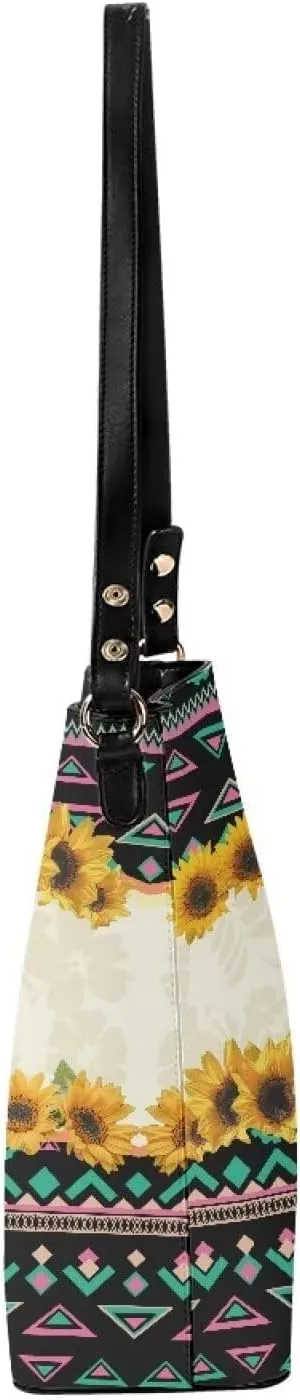 Leather Bucket Crossbody Bags for Women Boho Tote Handbags with Adjustable Strap and Compartment for Work Travel