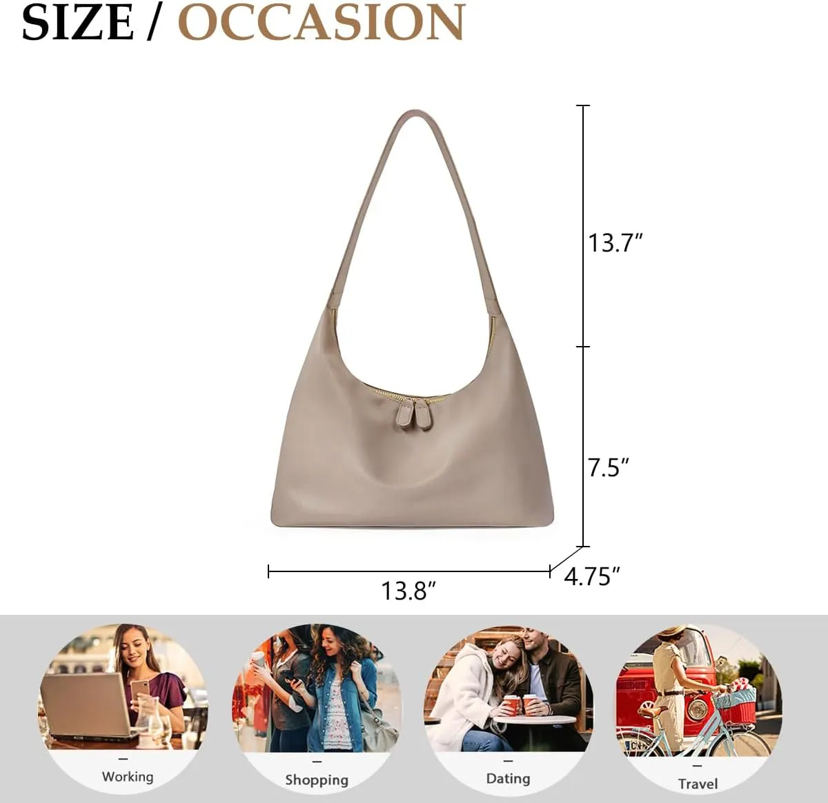 Leather Hobo Bags for Women Small Soft Shoulder Purse Slouchy Tote Handbags with Double Zipper Design 2025