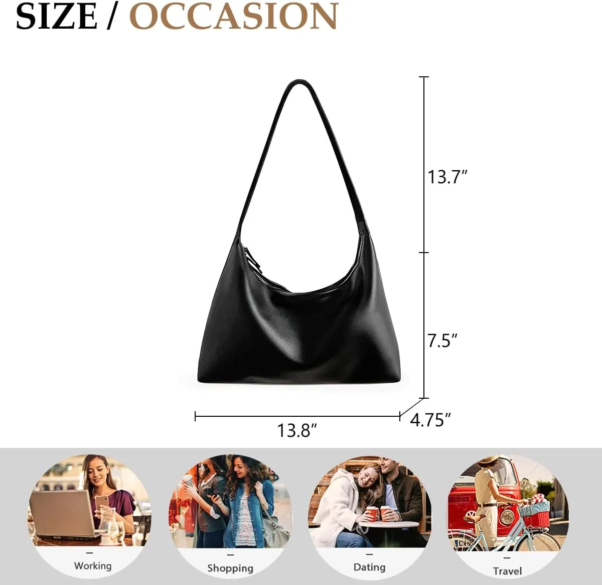 Leather Hobo Bags for Women Small Soft Shoulder Purse Slouchy Tote Handbags with Double Zipper Design 2025