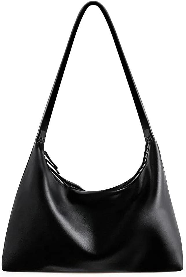 Leather Hobo Bags for Women Small Soft Shoulder Purse Slouchy Tote Handbags with Double Zipper Design 2025