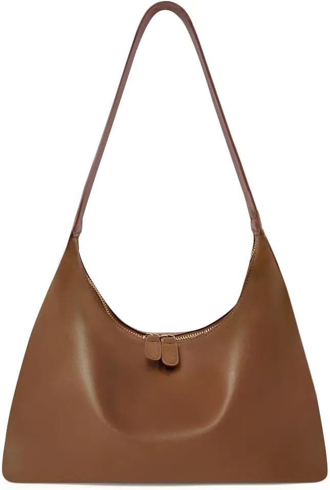 Leather Hobo Bags for Women Small Soft Shoulder Purse Slouchy Tote Handbags with Double Zipper Design 2025
