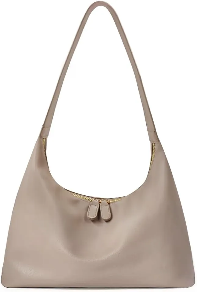 Leather Hobo Bags for Women Small Soft Shoulder Purse Slouchy Tote Handbags with Double Zipper Design 2025