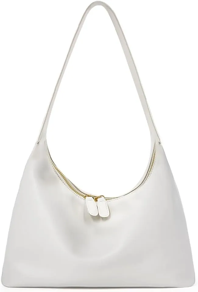 Leather Hobo Bags for Women Small Soft Shoulder Purse Slouchy Tote Handbags with Double Zipper Design 2025