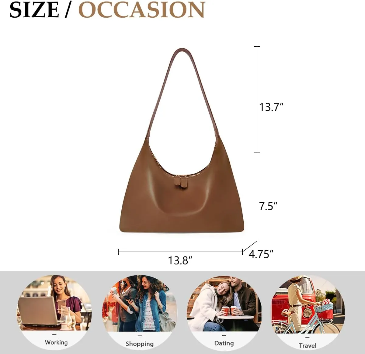 Leather Hobo Bags for Women Small Soft Shoulder Purse Slouchy Tote Handbags with Double Zipper Design 2025