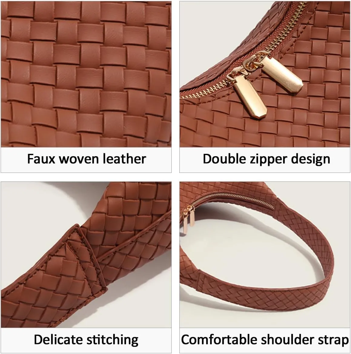 Leather Hobo Bags for Women Small Soft Shoulder Purse Slouchy Tote Handbags with Double Zipper Design 2025