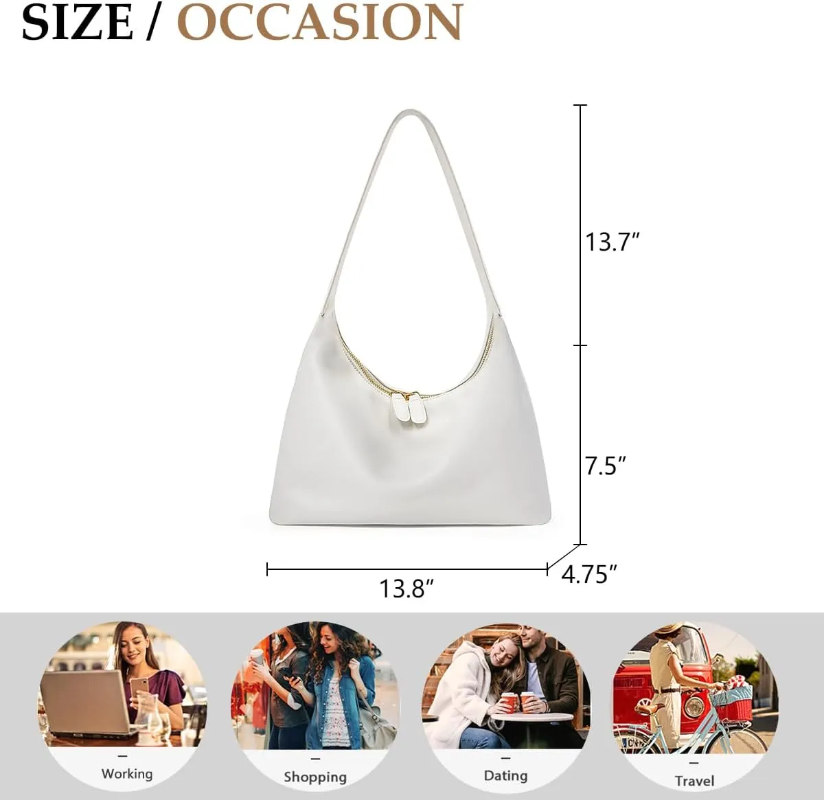 Leather Hobo Bags for Women Small Soft Shoulder Purse Slouchy Tote Handbags with Double Zipper Design 2025