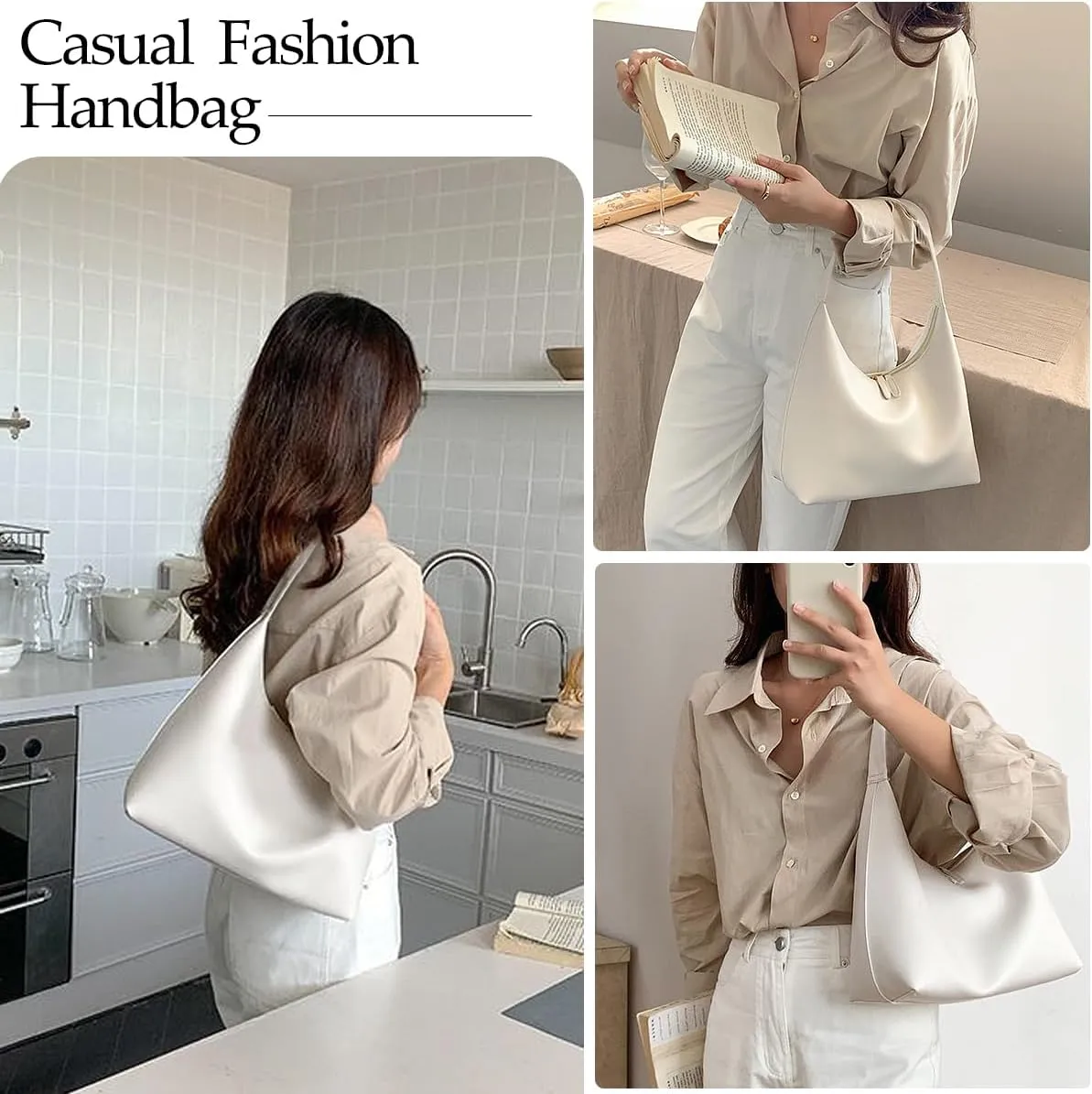 Leather Hobo Bags for Women Small Soft Shoulder Purse Slouchy Tote Handbags with Double Zipper Design 2025