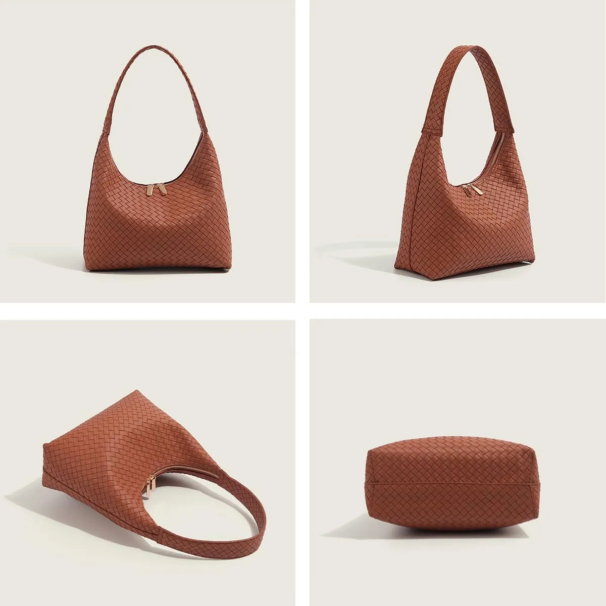 Leather Hobo Bags for Women Small Soft Shoulder Purse Slouchy Tote Handbags with Double Zipper Design 2025