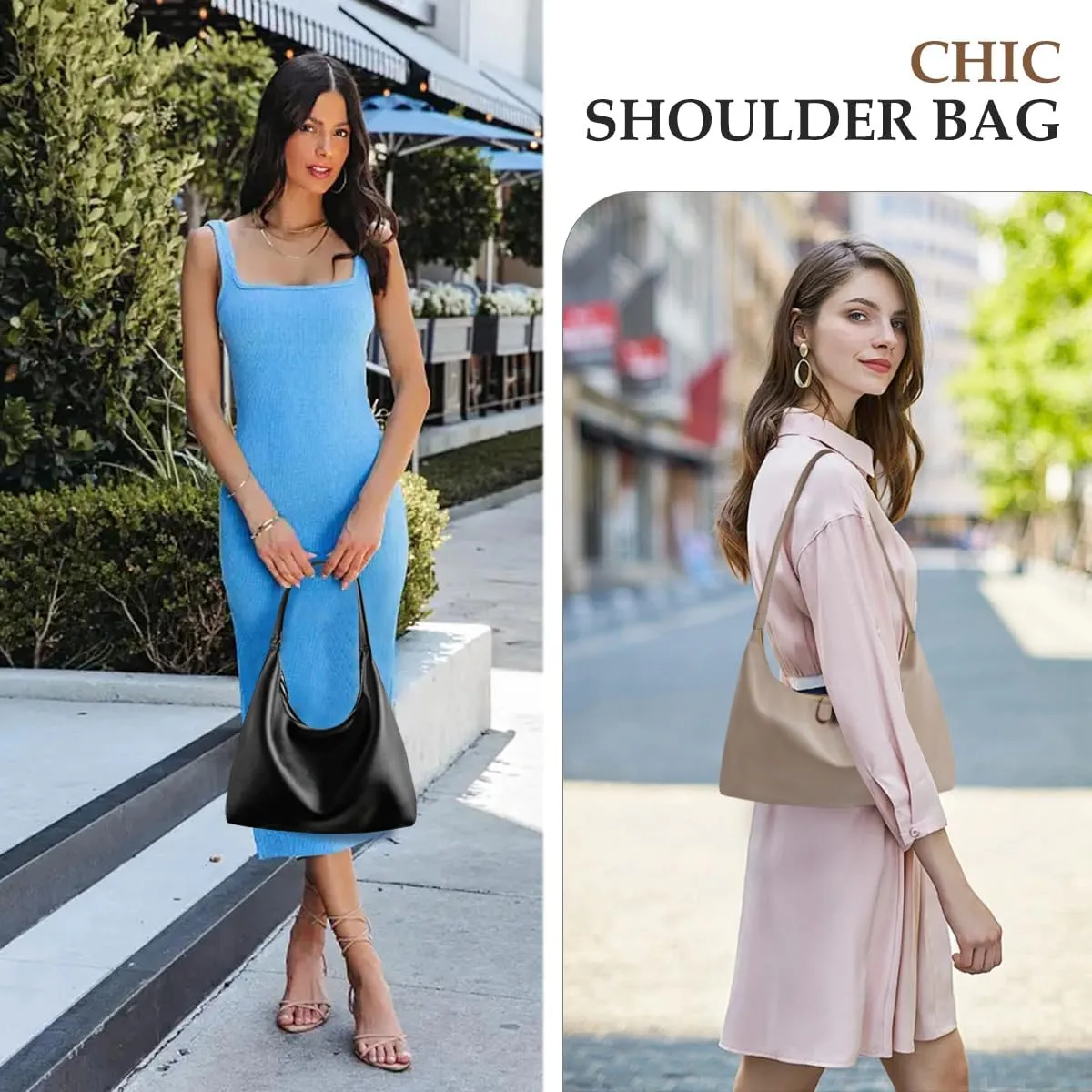 Leather Hobo Bags for Women Small Soft Shoulder Purse Slouchy Tote Handbags with Double Zipper Design 2025