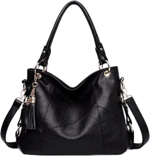 Leather Tassels Tote Bag, Vegan Leather Crossbody Bags, Women's Shoulder Bag, Big Satchel Hobo Bags, Ladies Vintage Handbags