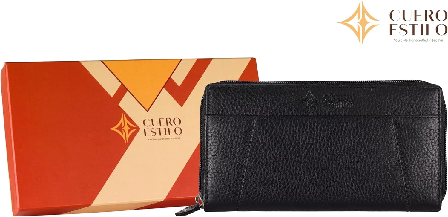 Leather Wallet for Women  RFID Secure, Water-Resistant Floater Leather, Zipper Compartments, Stylish & Durable.