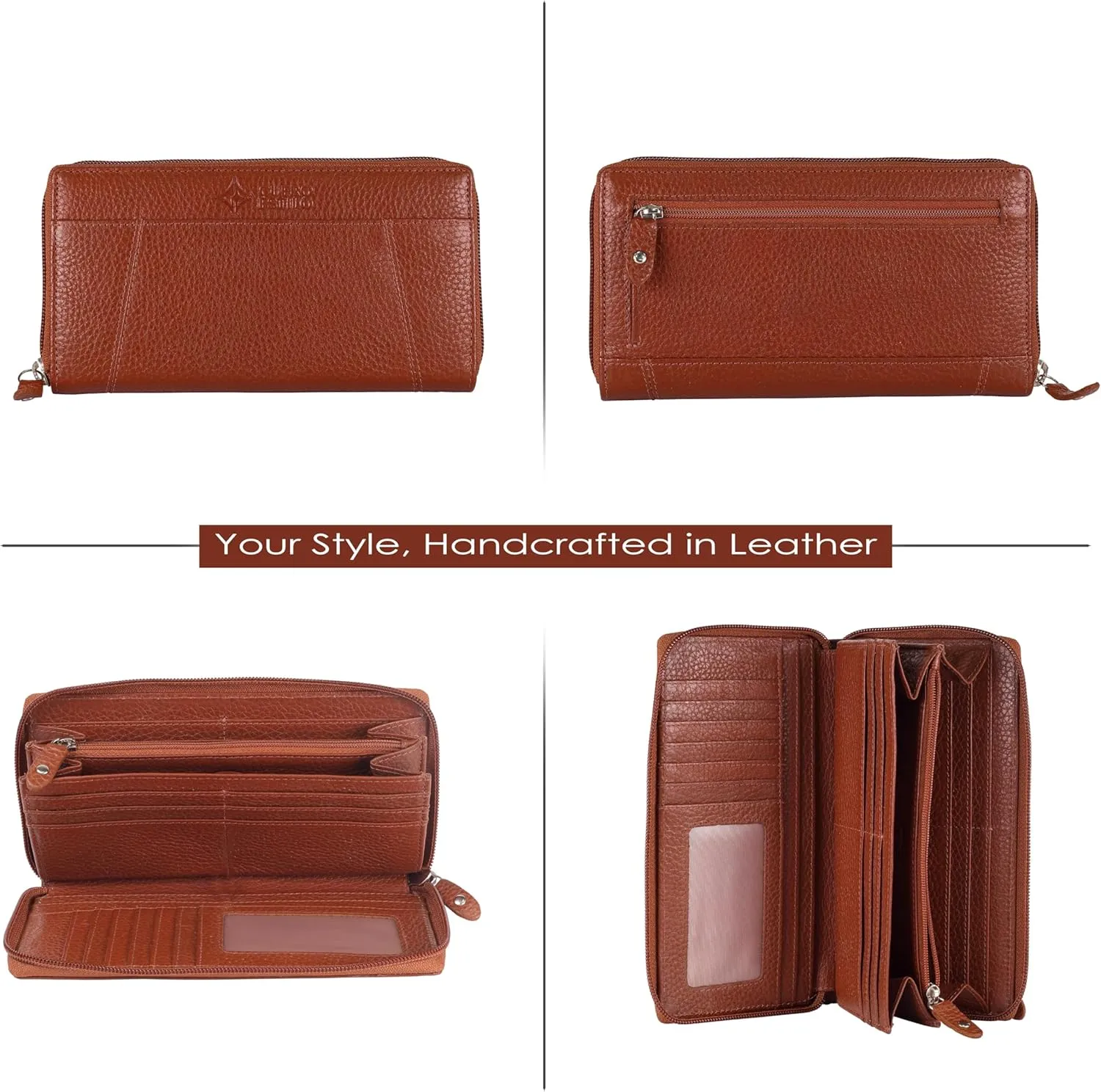 Leather Wallet for Women  RFID Secure, Water-Resistant Floater Leather, Zipper Compartments, Stylish & Durable.