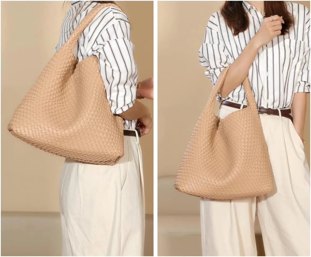 Leather Weave Purses For Women Fashion Shoulder Hobo Bags Woven Tote Handbag Top Handle Bucket Bags