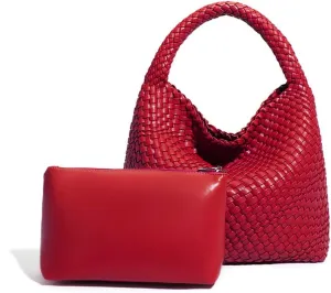 Leather Weave Purses For Women Fashion Shoulder Hobo Bags Woven Tote Handbag Top Handle Bucket Bags