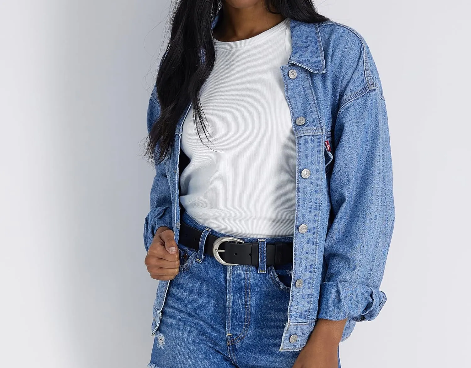Levi's Women's Casual Soft Leather Jean Belt with Rounded Buckle