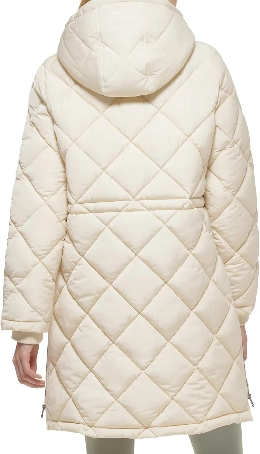 Levi's Womens Soft Sherpa Lined Diamond Quilted Long Parka Jacket