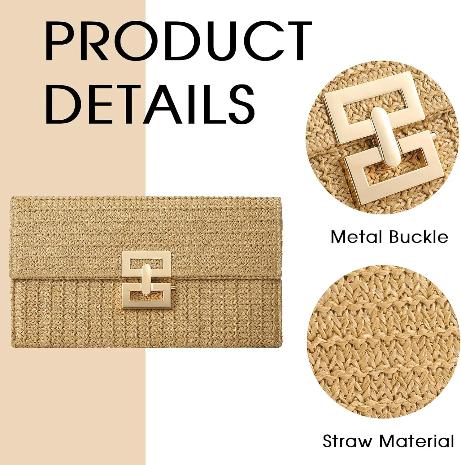 LEVOTIER Woven Straw Crossbody Bags for Women - Handmade Casual Beach Purse