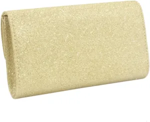 LIFKOME Evening Clutch Bag for Women Simple Chain Purse for Weddings Parties and Cocktail Events Elegant Golden Handbag with Unique Glitter Pattern