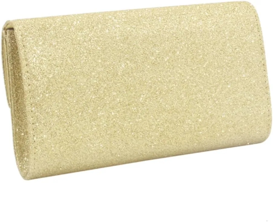 LIFKOME Evening Clutch Bag for Women Simple Chain Purse for Weddings Parties and Cocktail Events Elegant Golden Handbag with Unique Glitter Pattern