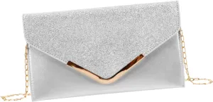 LIFKOME Glitter Evening Clutch Bag for Women Sequin Purse with Chain Shoulder Strap for Weddings Proms and Formal Events Elegant Party Accessory