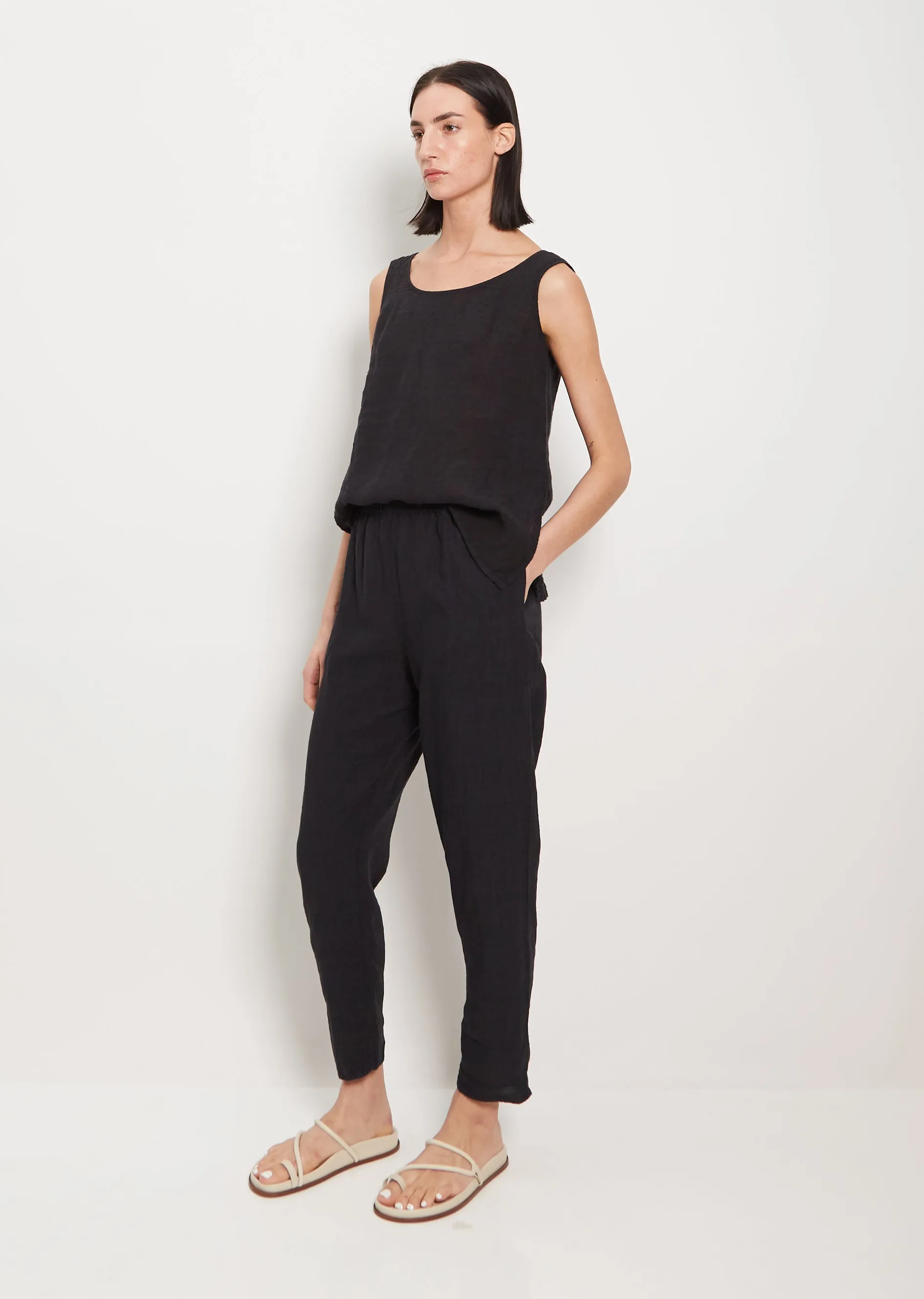 Lili Linen Simple Pant — Navy