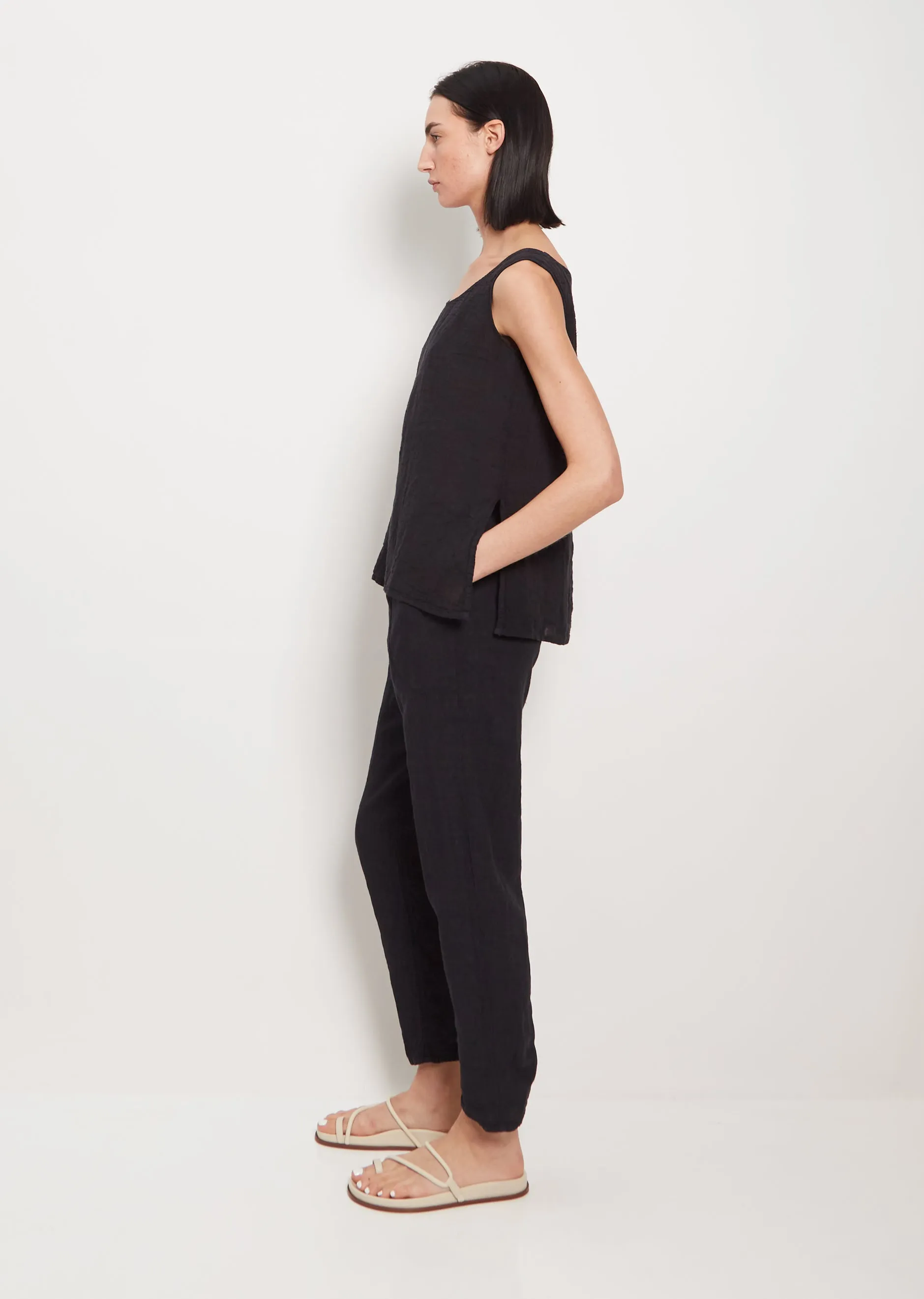 Lili Linen Simple Pant — Navy
