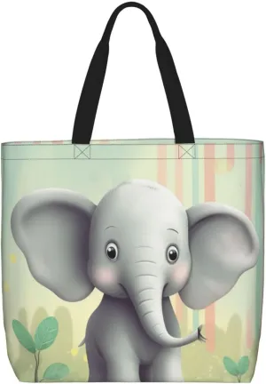 Lovely Elephant Tote Bag for Women Hobo Handbags with Zipper Large Shoulder Bag Shopping Bags Travel Purse