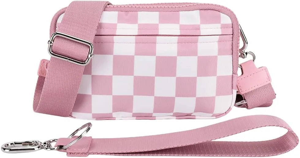 Lushandy Checkered Wristlet Wallets for Women, Wristlet Purses Small Crossbody Bag Checkered Purse Keychain Wallet for Travel