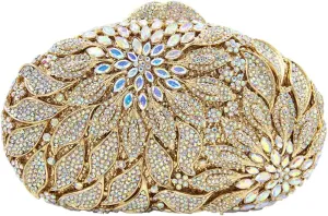 Luxury Flower Evening Clutch Bags Dazzling Rhinestone Clutch Purse for Women Crystal Wedding Party Handbags